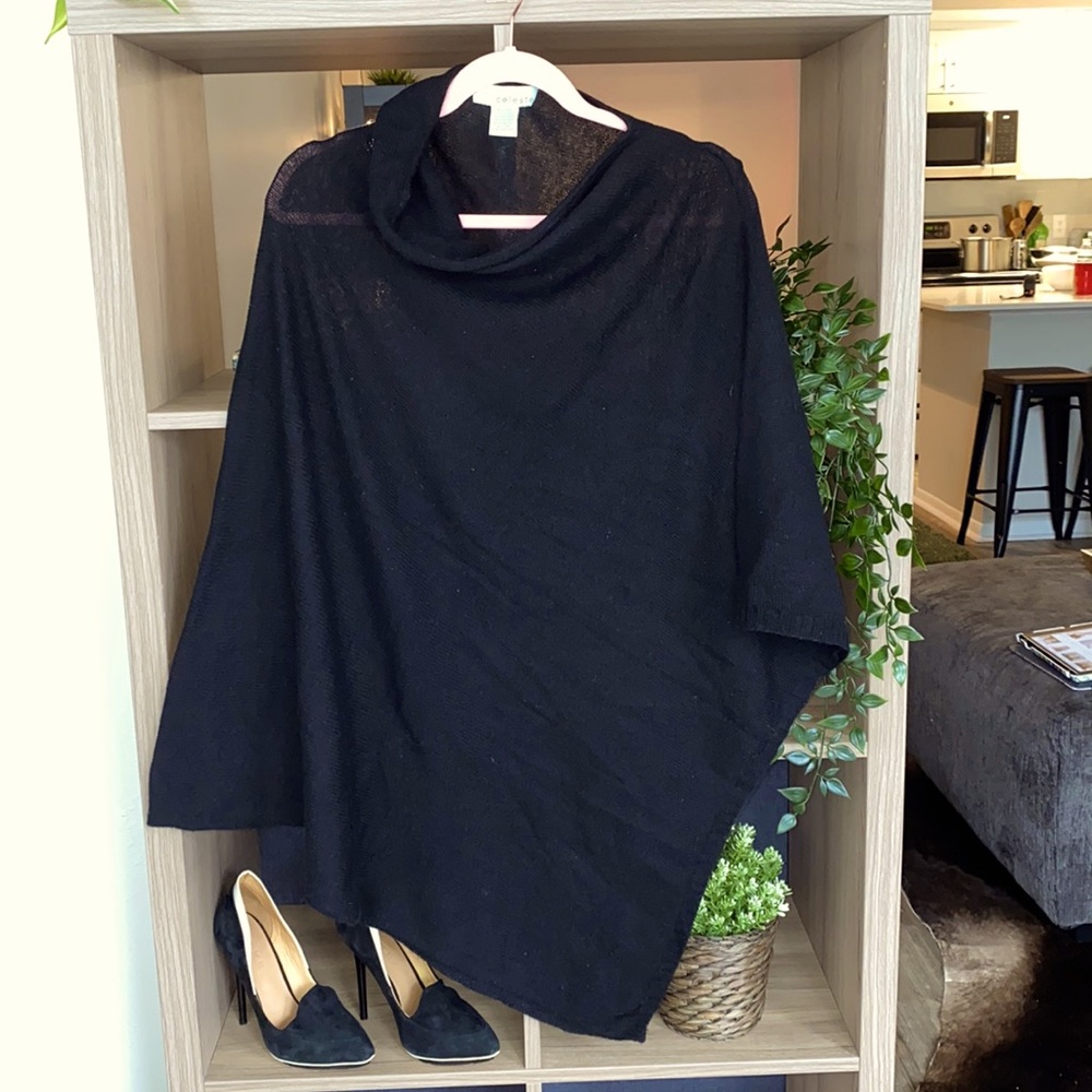 Celeste women’s asymmetric black cashmere cape